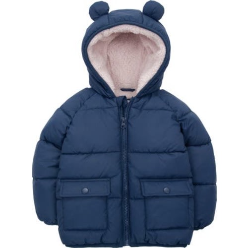 Baby Fleece Lined Bear Puffer Jacket, 6-9M