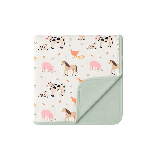 Double-Sided Bamboo Blanket | Farm Friends