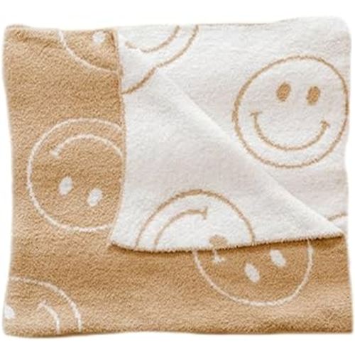 forever french Baby Plush Blanket | for Infant Toddler and Newborn | Receiving Blanket | 100% Microfiber Feather Yarn | Soft Warm Cozy for Crib Stroller & Travel | 45"x45" (Smile)