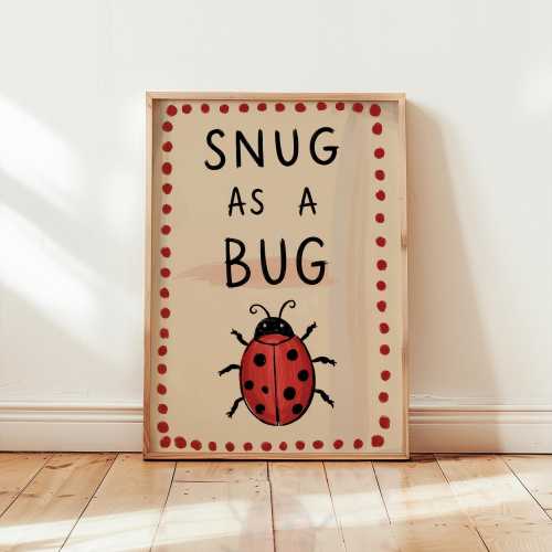 Snug as a Bug Print | Woodland Nursery Decor | Insect Print | Kids Playroom Decor | Baby Shower Gifts for Him or Her | Playroom Wall Art