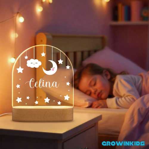 Personalized Moon - Star Night Light for Baby, Custom Night Light With Name, Children's Bedroom Decor, Mom Gifts, Personalized Baby Gifts