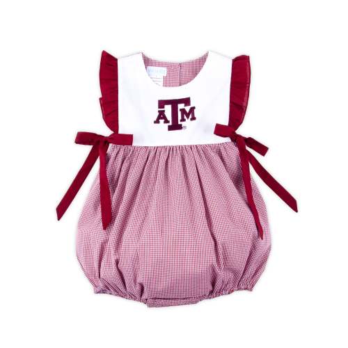 Texas A&M Embroidered Maroon Gingham Bubble