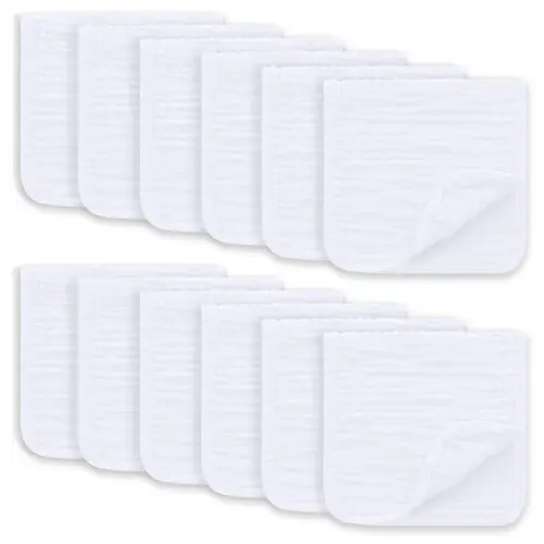 Muslin Burp Cloths Large 100% Cotton Hand Washcloths for Boys & Girls, Baby Essentials Extra Absorbent and Soft Burping Rags for Newborn Registry (White, 12-Pack, 20" X10")