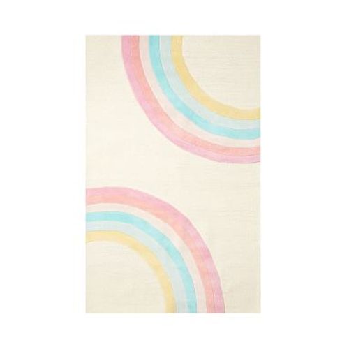 Rainbows Rug, 5x8', White Multi