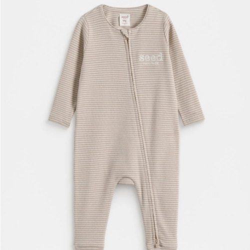 Core Logo Zipsuit | Sand Stripe | Seed Heritage