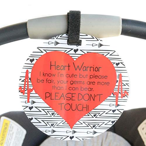 Three Little Tots CHD Heart Warrior Tag - Newborn Car Seat Sign, Baby Shower, Stroller, Preemie No Touching