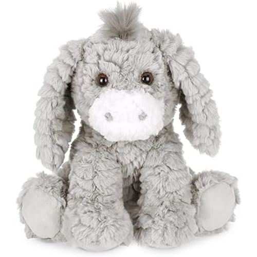 Bearington Donny Plush Donkey Stuffed Animal - 10.5" Soft Gray Donkey Toy with Scruffy Fur and Weighted Body - Adorable Cuddly Farm Animal Plush Gift for Kids, Toddlers, Babies, and Donkey Lovers