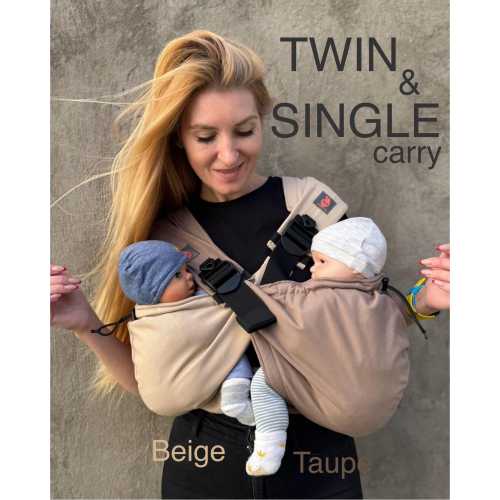 Twin and Single hip carrier, Twins baby carrier, for baby’s and toddler twin, Can be used separately, Cotton Beige and Taupe twin carrier