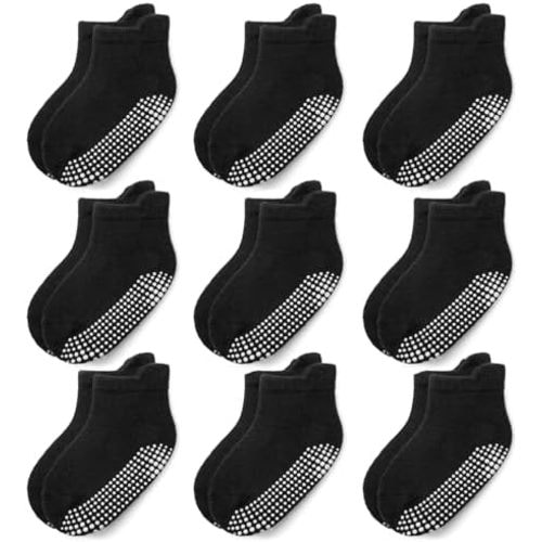 JAKIDAR Baby Toddler Socks Non Slip 9 Pairs Cotton Ankle Grip Socks for Boys Girls Baby Kids Infants Children