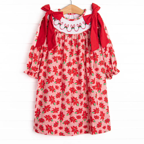 Poinsettia Smocked Dress, Size 12 Months