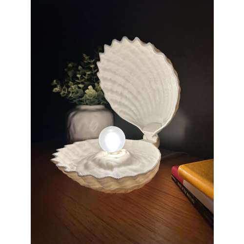 Glowing Sea Shell Lamp – Pearl Bulb Night Light with Open/Close Shell Lid