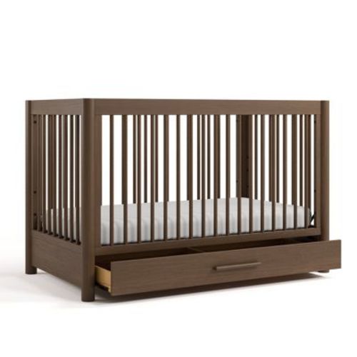 Storkcraft Malta 5-in-1 Convertible Crib with Drawer and Toddler Guardrail - Hazelnut