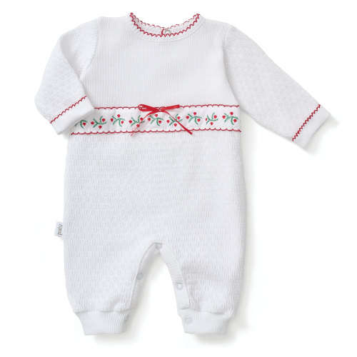 Paty Knit Romper with Swiss Pine Embroidery