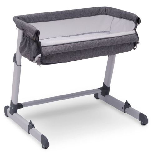 Simmons Kids' Dream Bedside Baby Bassinet Sleeper With Breathable Mesh And Adjustable Heights - Lightweight Portable Crib - Gray