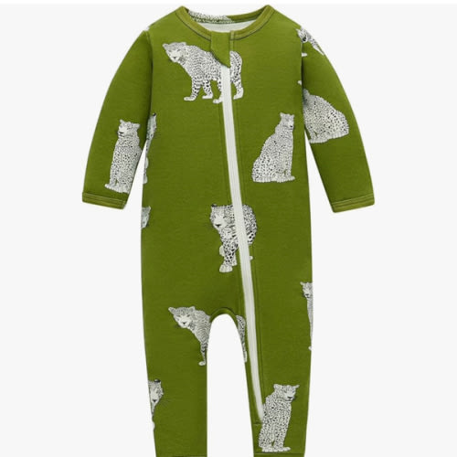 Owlivia Organic Cotton Baby Pajamas, Boys Girls Zip Front Sleep 'N Play Pjs, Footed Sleeper, Long Sleeve