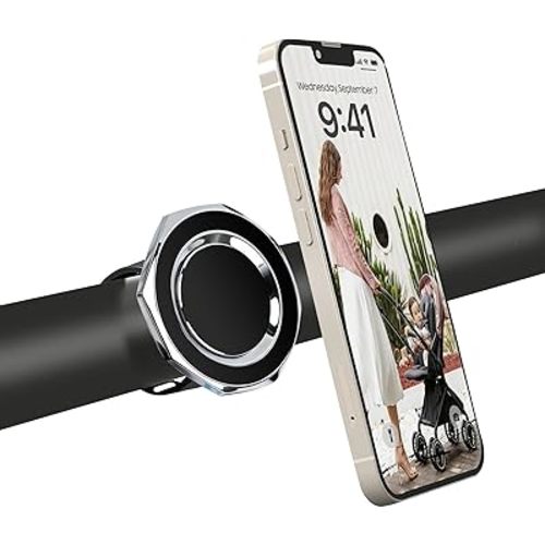 Stroller Phone Holder Compatible with Uppababys,Gracos,Bugaboos - Strong Magnetic Stroller Phone Mount,Compatible with MagSafes,Adjustable Silicone Strap,Fits for iPhone 12–17 & Android