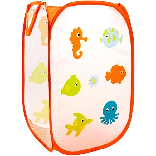 Sea Animal Mesh Laundry Collapsible Hamper Basket for Kids – Large Capacity, Fun Ocean Design, Easy Storage & Transport