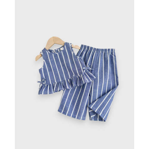 2 Pc Baby Girl Stripe Peplum Wide Leg Set