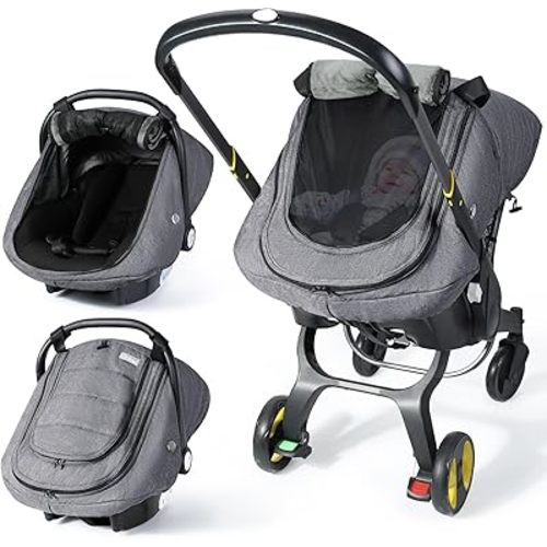 IvyWind Winter Baby Car Seat Cover, Universal Carseat Cover for Babies with Breathable Mesh Window, Infant Car Seat Covers to Keep Warm, Carseat Waterproof Canopy for Newborn Boy Girl, Dark Gray