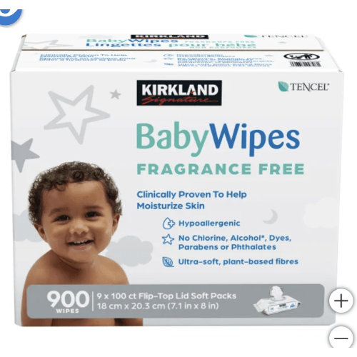 Kirkland Signature Baby Wipes, Fragrance Free, 9 Packs of 100