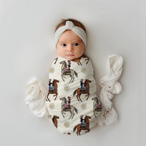 Vintage Cowgirl Baby Swaddle Blanket: Western Nursery Decor