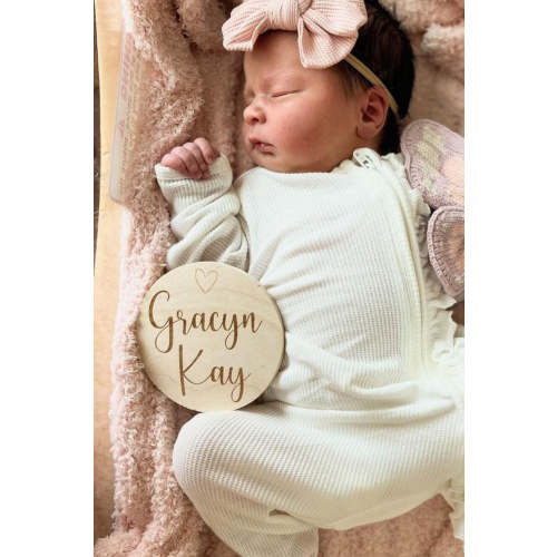 Personalized Baby Name Wood Announcement | Tiny Heart