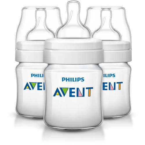 Philips Avent Anti-colic Baby Bottles Clear, 4oz, 3pk, SCF400/37