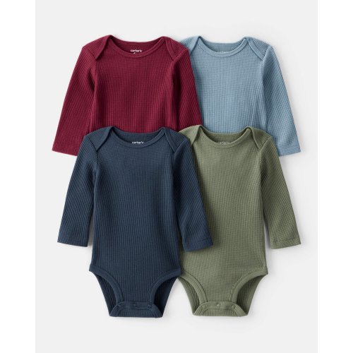 Baby Boy 4-Pack Long-Sleeve Multipack Bodysuits - Blue/Red/Navy/Green | Carter's