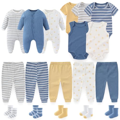 Baby Boy Girl Clothes Cotton Unisex Newborn Layette Gift Set and Accessories 18 Pack Baby Outfit 0-12Months
