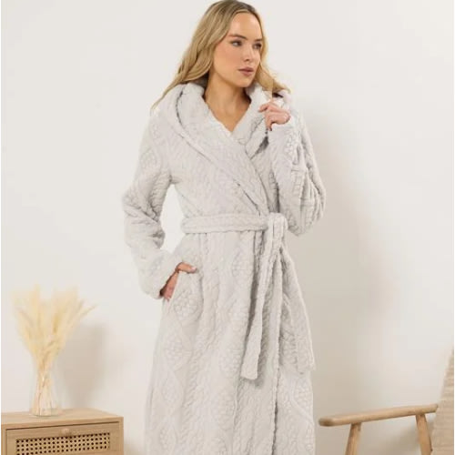 LTS Tall Natural Brown Cable Maxi Dressing Gown | Long Tall Sally