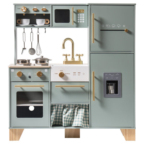 ROBUD Wooden Play Kitchen & Accessories Set, Preschool Kitchen Set, Modern Kitchen Playset with light & Reviews | Wayfair