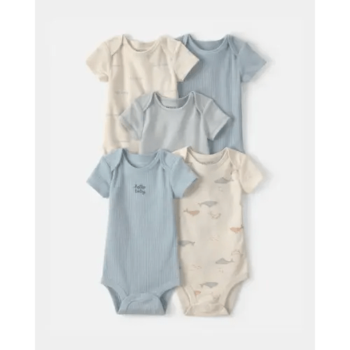Baby 5-Pack Whale Multipack Bodysuits - Blue/Ivory | Carter's