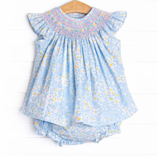 Fluttering Fields Smocked Diaper Set, Blue – Stitchy Fish