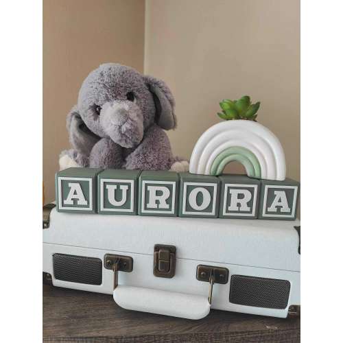 Personalized Baby Blocks - Sage Green