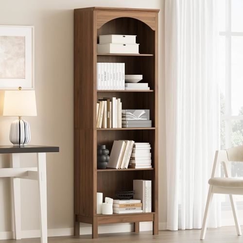 Arched Bookshelf,5 Tier Tall Bookcase with Adjustable Shelves for Storage | Book Shelf for Living Rooms,Home Offices,and Studies, Offering Space For Books,Plants,Collectibles,and Decor