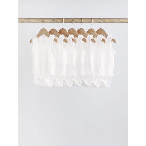 White 7 Pack Baby Vest Bodysuits