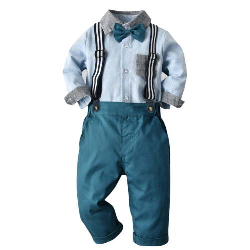 OBEEII Baby Boys Gentleman Outfits Long Sleeve Shirts with Suspenders Pants Boys Winter Clothes 6M - 5T