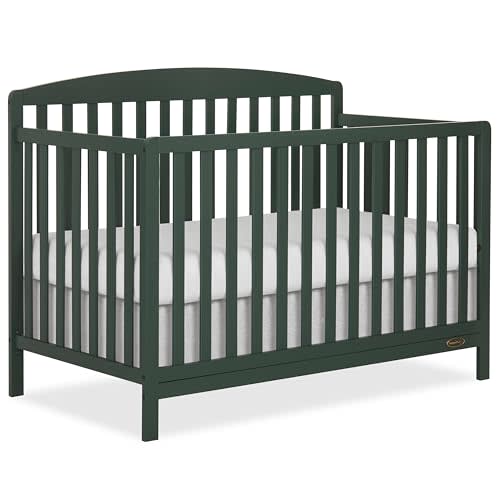 Dream On Me Odelle 5-in-1 Convertible Full-Size Baby Crib in Forest Green, GreenGuard Gold & JPMA Converts to Toddler, Day & Full-Size Bed, Sustainable Pinewood, 3 Mattress Heights