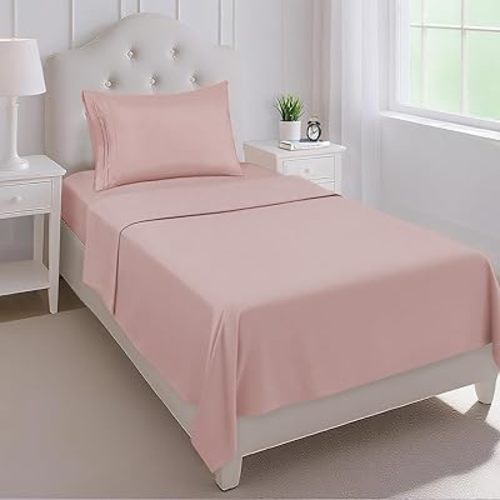 Mejoroom Twin Sheet Set - Hotel Collection Twin Sheets - Bedding Sheets & Pillowcases with Deep Pocket Fitted Sheet, Breathable, Wrinkle & Fade Resistant - 3 Piece(Dusty Pink)