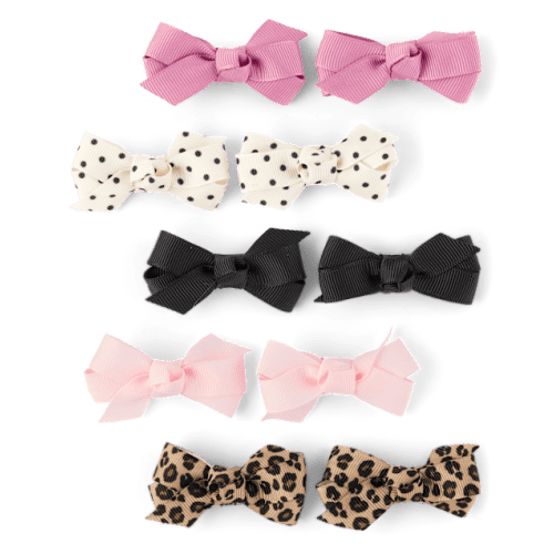Girls Bow Hair Clip 10-Pack - The Leopard Edit - Multi