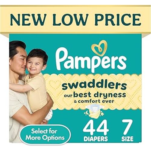 Pampers Swaddlers Diapers, Size 8 (30+ lbs), 38 Count, Hypoallergenic, Absorbent, Keeps Baby Dry and Comfortable, Skin Safe Disposable Baby Diaper