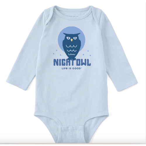 Baby Crafty Night Owl Clean Long Sleeve Crusher Baby Bodysuit | Shop Life is Good