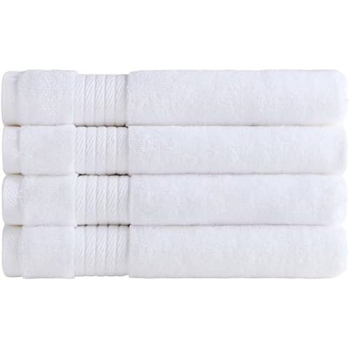 Ozdilek 4-Piece 16x30 Hand Towels 575 GSM – 100% Turkish Cotton, Luxury Soft, Quick Dry & Absorbent, Fade-Resistant, Comfortable Cotton Towel (Bright White)
