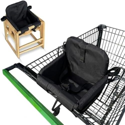 Shopping Cart Seat Cover for Baby, High Chair & Grocery Seat Protector, Padded Chair Covers for Restaurant Seats, Unisex Machine Washable Grocery Cart Liner & Swing Insert – Black
