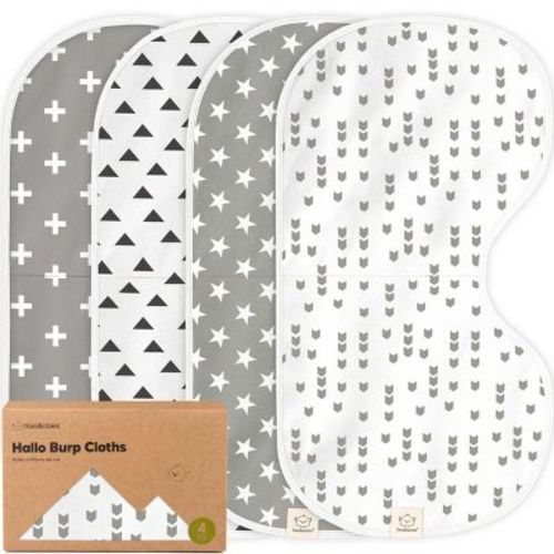 KeaBabies 4pk Hallo Baby Burp Cloths, Organic Cotton Burp Cloth for Girls, Boys, Soft & Absorbent Burping Cloths