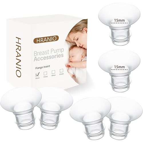 Flange Insert 15mm 6pcs, Flange Sizing Kit Compatible with Spectra Flange, Spectra Pump Parts, Momcozy Wearable Breast Pump, Manual Breast Pump, Spectra Breast Pump, Medela Pump Parts and More