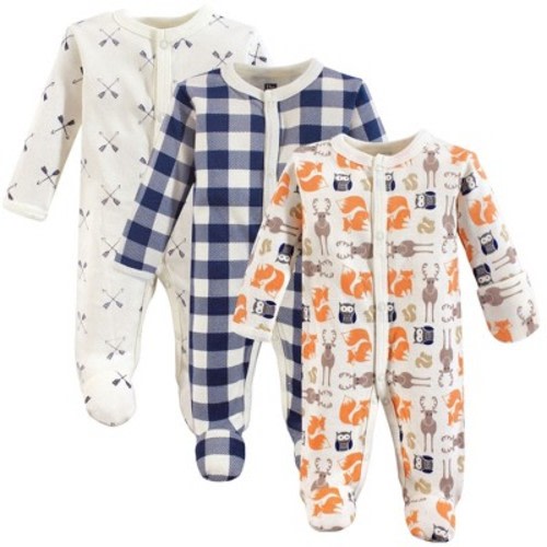 Hudson Baby Infant Boys Cotton Preemie Snap Sleep and Play 3pk, Forest, Preemie