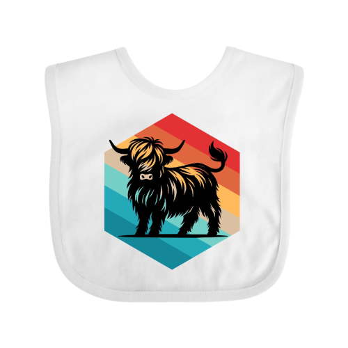 Inktastic Highland Cow Retro Sunset Boys or Girls Baby Bib