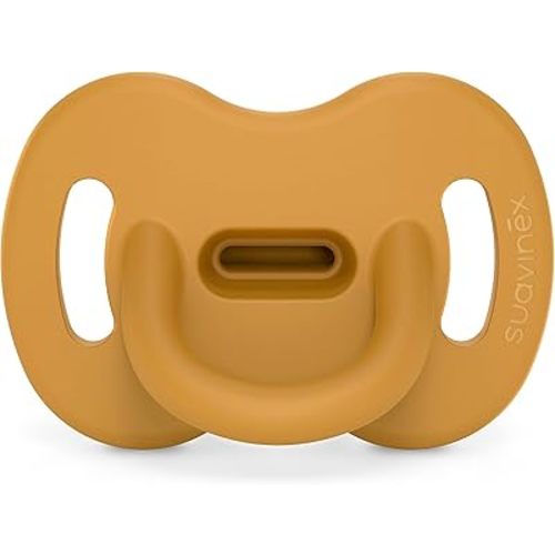 Color Essence SX PRO Silicone Baby Pacifier 1Pk, Made with 100% Soft Silicone, Baby Essentials Perfect for Breastfeeding Babies, Designed in Spain, 6-18 Mths, Bright Mustard