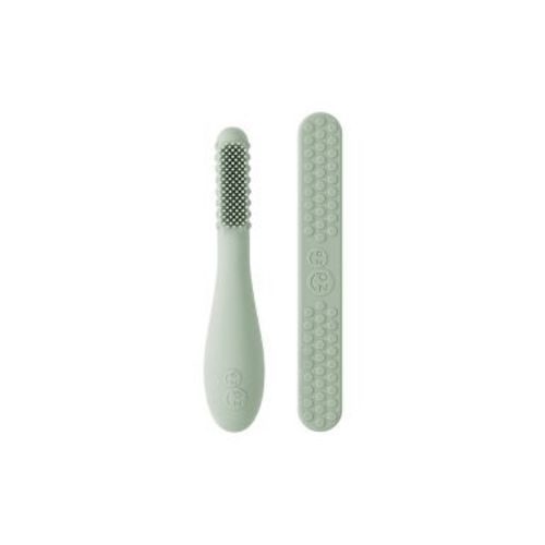 ezpz Baby-Led Toothbrush + Tongue Depressor Extra Soft Dual Pack - 2ct - Sage